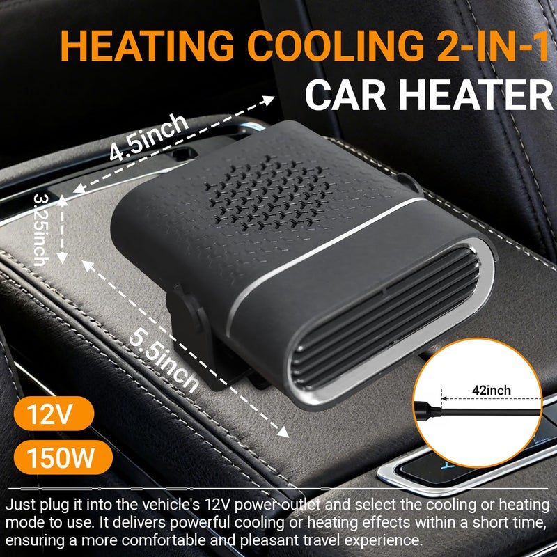 BSTGEKELY 150W 12V car heater and Fan, Portable Auto Defroster Defogger with Dual Mode, 360Â° Rotatable for Interior Warming and Cooling, Easy Plug-in - Image 2