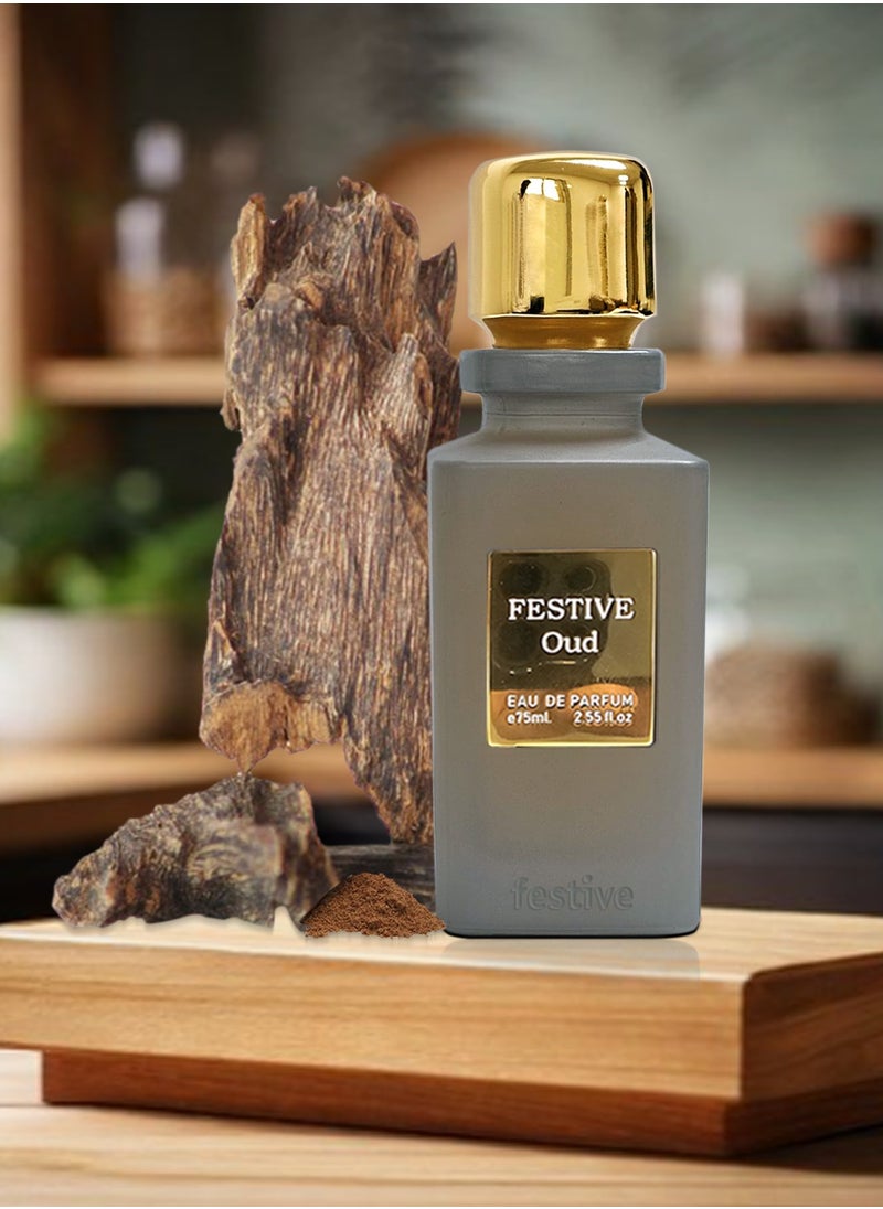 Festive Gallery Oud by Festive, Eau De Perfume,Premium Quality Oud Fragraance UNISEX With Luxury Box And Gift Bag,for both Men And Women 75ml  - Image 5