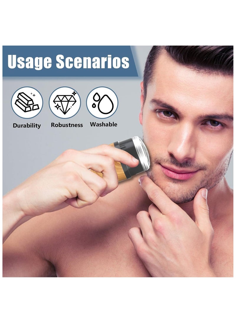 Mini Portable Electric Shaver for Men, Pocket Size Type-C Rechargeable Razor, Washable Waterproof Rotary Shavers, Wet and Dry Use Beard Trimmer, for Home Travel Office Business (Wood Grain) - Image 4