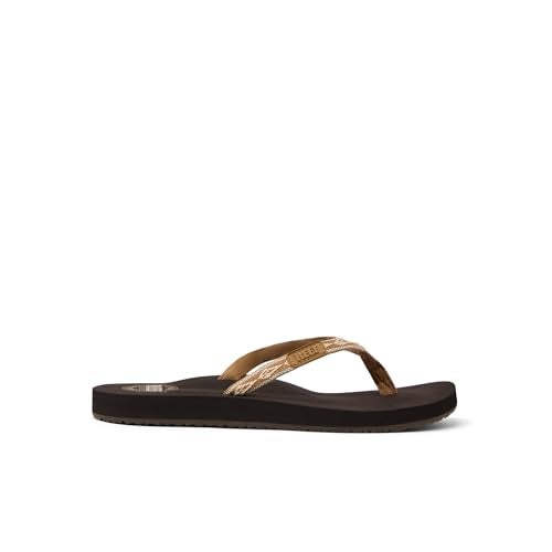 Reef Ginger Womens Beach Flip Flop, Soft Woven Strap Made From 100% Recycled PET, Brown/Peach, 8 - Image 4