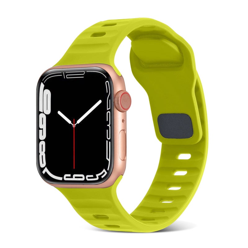 CHOiCE For Watch Series 5 40mm Square Buckle Stripes Silicone Watch Band(Fluorescent Green) - Image 1