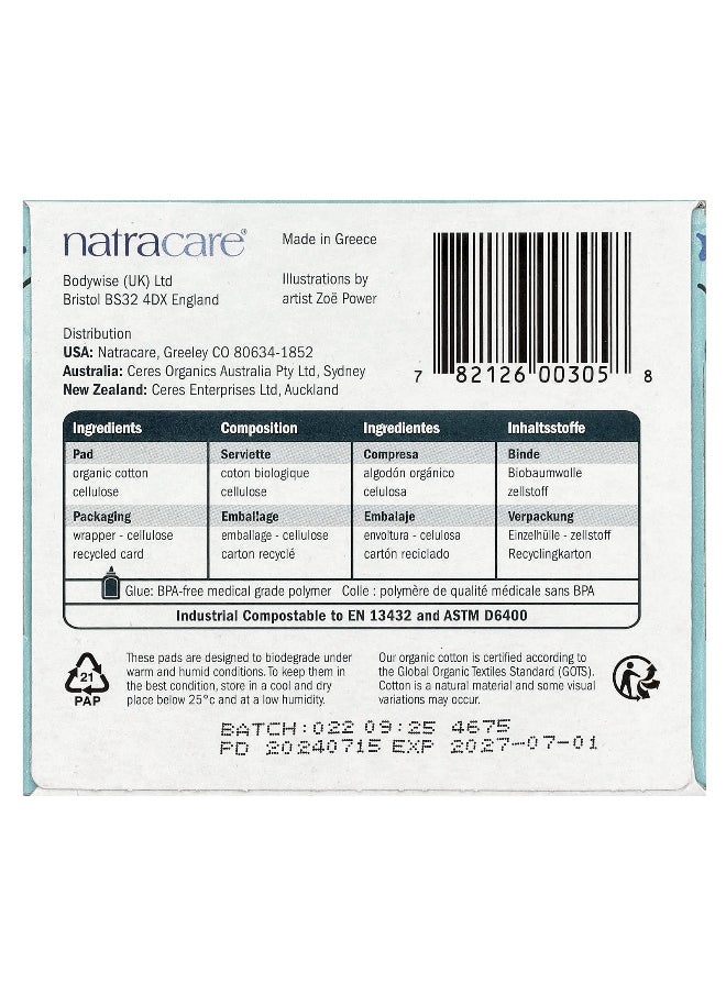 NATRACARE Natracare, Ultra Pads, Organic Cotton Cover, Regular, 14 Pads  - Image 2
