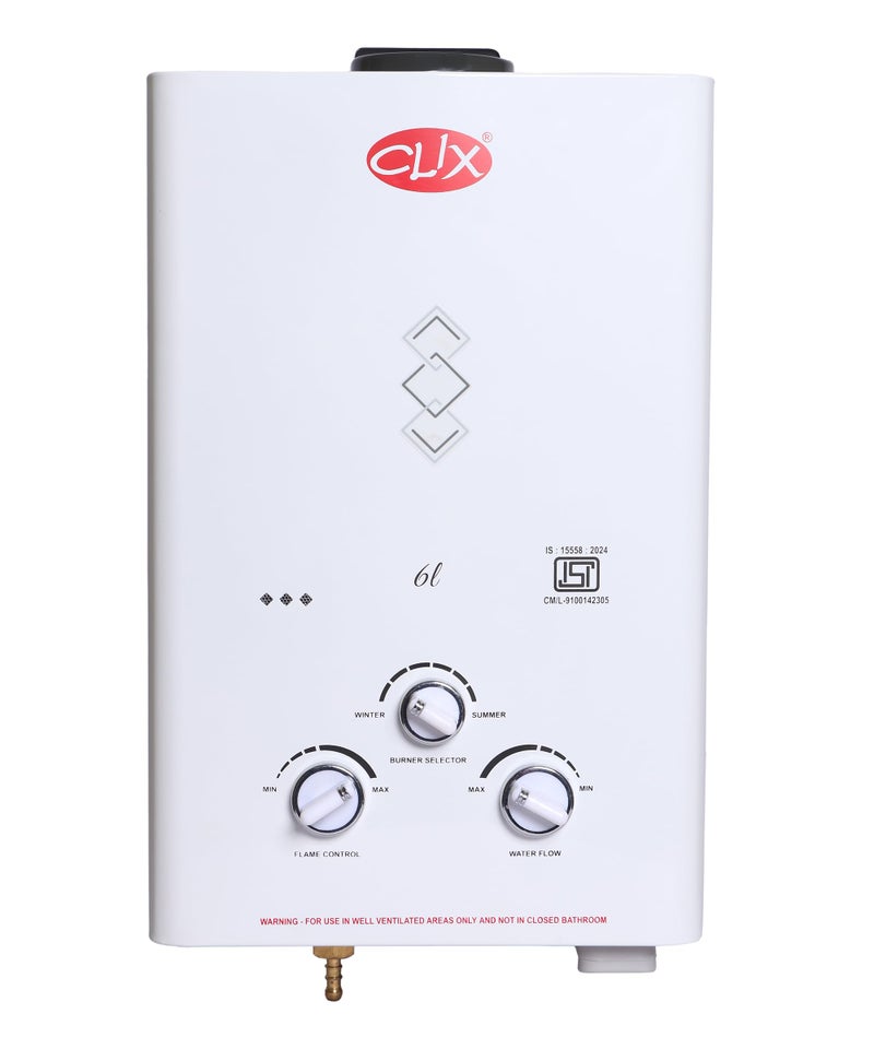 Clix 6-Litre Gas Geyser | Instant Heating Gas Water Heater for Home & Kitchen - Image 1