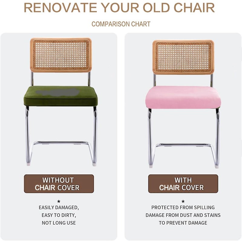 SONNACH Velvet Chair Seat Covers for Mid Century Modern Dining Chairs, Armless Accent Chairs Seat Slipcovers Pack of 4 (Pink) - Image 2