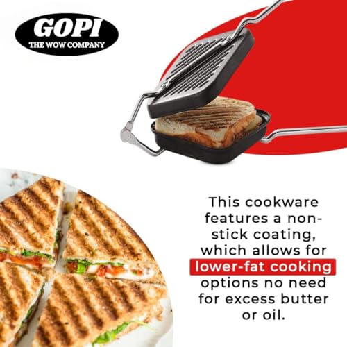 GOPI Non-Stick Grill Sandwich Toaster, Gas Compatible, Black - Image 2
