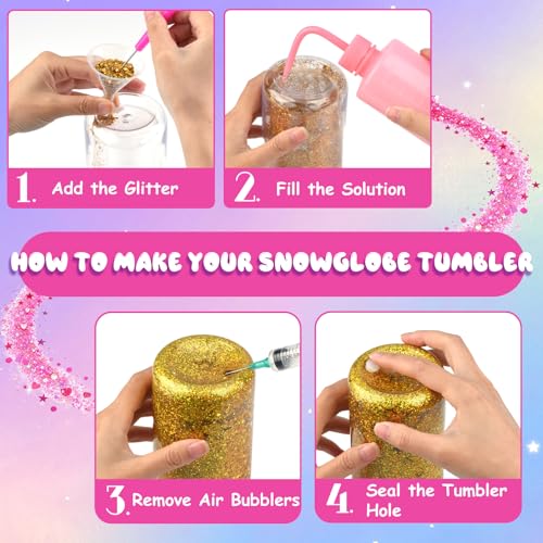 kiddgroo Snow Globe Tumbler Supplies ，16 Pcs DIY Glitter Snowglobe Cup Set– Includes 16oz Double-Wall Acrylic Tumbler, UV DTF Wraps, Craft Glitter, and DIY Tools - Image 5