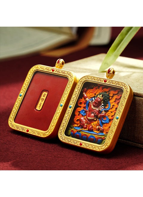 Fifth Master thangka hand-painted thangka Green mother zachila mother Huang Cai twelve Zodiac previous life cinnabar pendant The Buddha of birth does not move the Ming King