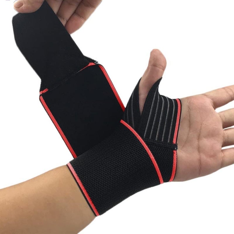 SHOWAY Wrist Brace Weightlifting Brace with Elastic Strap,Carpal Tunnel Hand Support,Wrist Wraps for Sports Exercise,Arthritis for Men,Women,Right&Left (Red) - Image 2