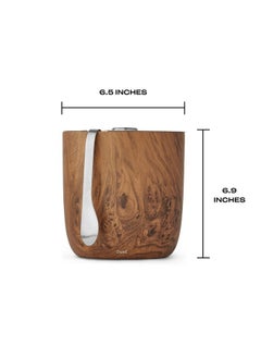 S'well S'well Stainless Steel Ice Bucket with Tongs - Holds 68oz of Ice - Teakwood - Triple-Layered Vacuum-Insulated Container Designed to Keep Ice Colder, Longer - BPA-Free Designer Barware Accessories  - Image 5