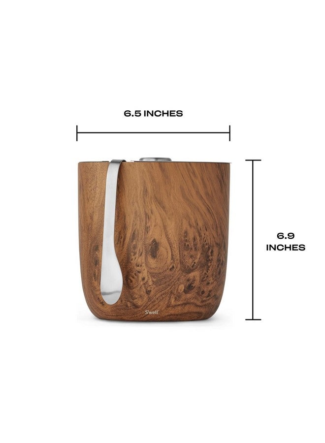 S'well S'well Stainless Steel Ice Bucket with Tongs - Holds 68oz of Ice - Teakwood - Triple-Layered Vacuum-Insulated Container Designed to Keep Ice Colder, Longer - BPA-Free Designer Barware Accessories  - Image 5