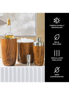 S'well S'well Stainless Steel Ice Bucket with Tongs - Holds 68oz of Ice - Teakwood - Triple-Layered Vacuum-Insulated Container Designed to Keep Ice Colder, Longer - BPA-Free Designer Barware Accessories  - Image 4