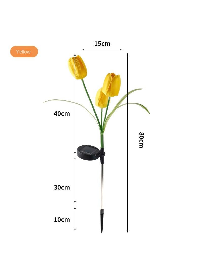1 PCS Solar Outdoor Lights Courtyard Decorative Waterproof Tulip Lights Garden Villa Plug-in Lawn Lights Outdoor Plug-in Lights Yellow - Image 1