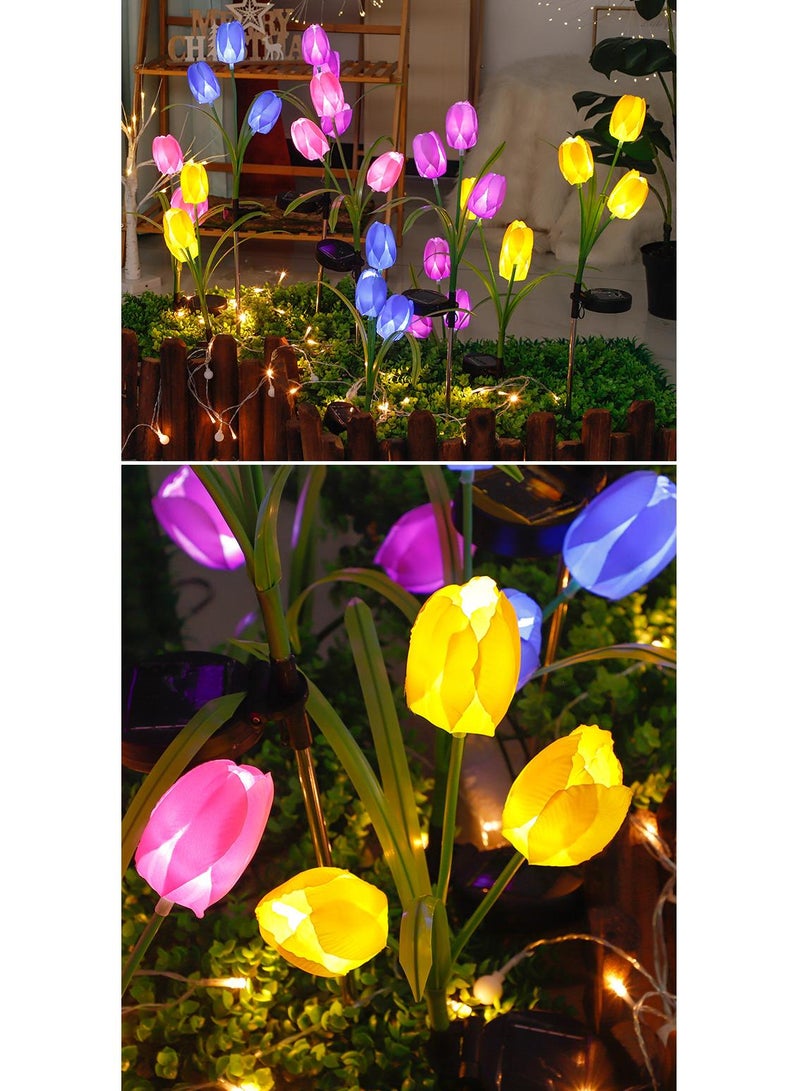 1 PCS Solar Outdoor Lights Courtyard Decorative Waterproof Tulip Lights Garden Villa Plug-in Lawn Lights Outdoor Plug-in Lights Yellow - Image 5