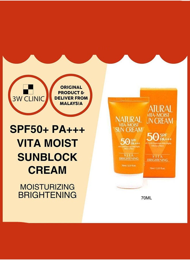 3W CLINIC Natural Vita-Moist Sun Cream 70ml  - Image 3