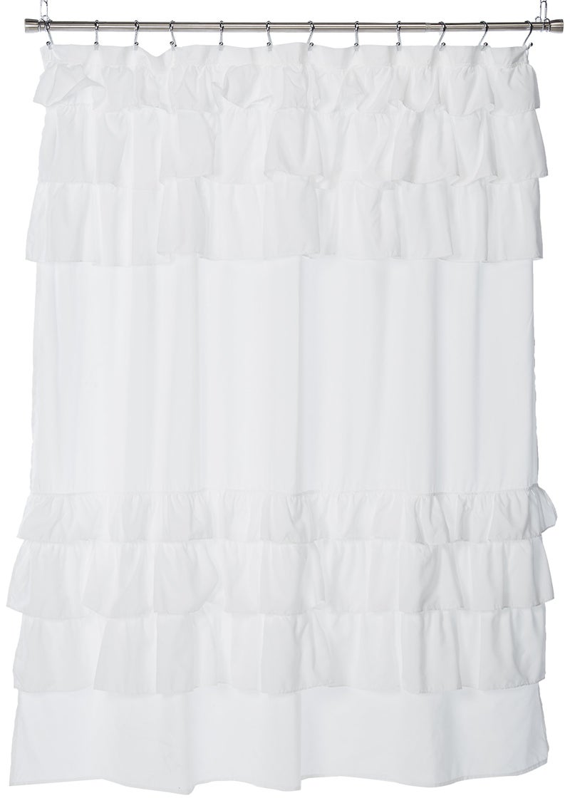 madison park Madison Park Grace White Shower CurtainSolid Cottage Top Shower Curtains for Bathroom 72 X 72 White 