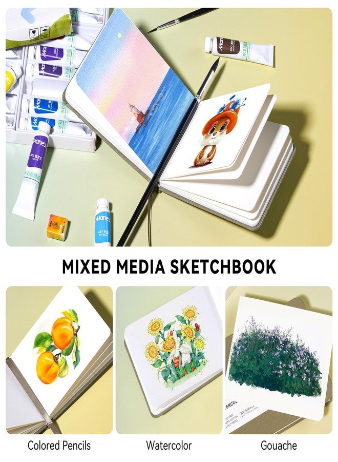 Lightwish Watercolor Sketchbook, 100% Cotton Cold Press Art Supplies Watercolor Paper Journal 3.8 * 5.1In, 2 Pack 40 Sheets (140lb/300gsm), Acid-Free for Watercolors, Gouache, Acrylics - Image 4