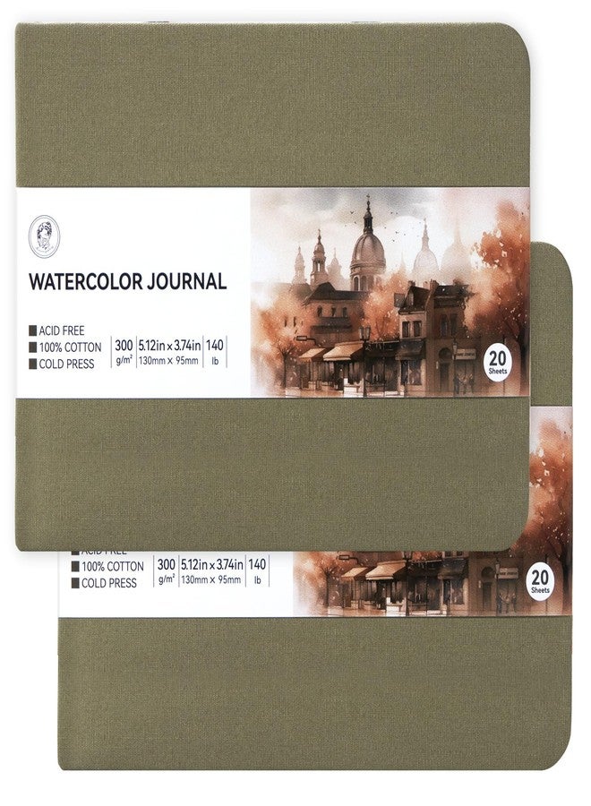 Lightwish Watercolor Sketchbook, 100% Cotton Cold Press Art Supplies Watercolor Paper Journal 3.8 * 5.1In, 2 Pack 40 Sheets (140lb/300gsm), Acid-Free for Watercolors, Gouache, Acrylics - Image 1