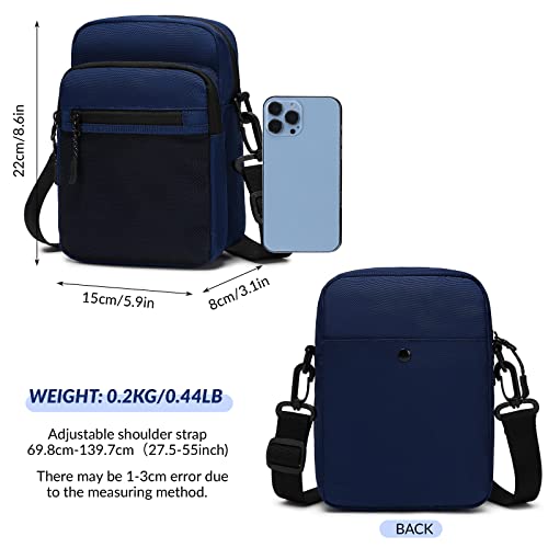 Lohol Small Messenger Bag for Men Women, Water Resistant Adjustable Crossbody Sling bag Purse for Travel Sports (Navy Blue) - Image 3
