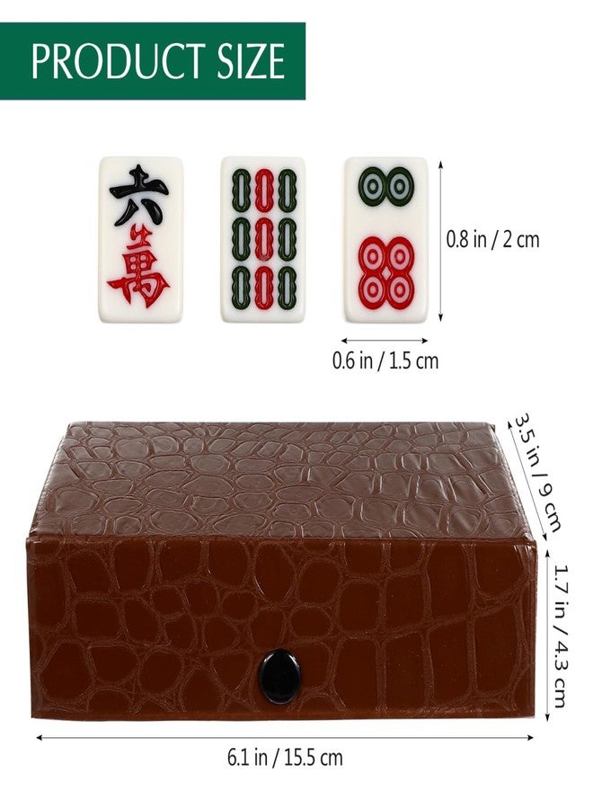 IMIKEYA Mini Mahjong Game Mahjong Tiles Set: Tiny 146 Tiles Portable Travel Mahjongs Sets with Brown Carrying Case Mini Mahjongs Tile Sets for Family Game Parties Travel - Image 4
