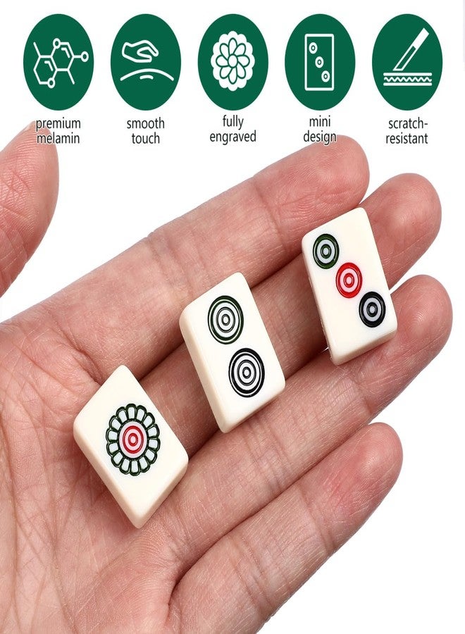 IMIKEYA Mini Mahjong Game Mahjong Tiles Set: Tiny 146 Tiles Portable Travel Mahjongs Sets with Brown Carrying Case Mini Mahjongs Tile Sets for Family Game Parties Travel - Image 3
