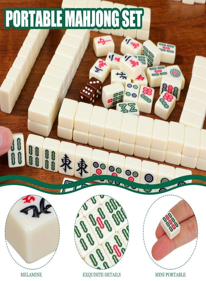 IMIKEYA Mini Mahjong Game Mahjong Tiles Set: Tiny 146 Tiles Portable Travel Mahjongs Sets with Brown Carrying Case Mini Mahjongs Tile Sets for Family Game Parties Travel - Image 2