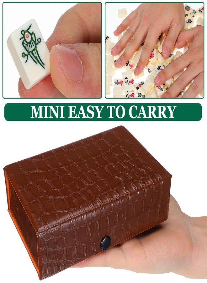 IMIKEYA Mini Mahjong Game Mahjong Tiles Set: Tiny 146 Tiles Portable Travel Mahjongs Sets with Brown Carrying Case Mini Mahjongs Tile Sets for Family Game Parties Travel - Image 5