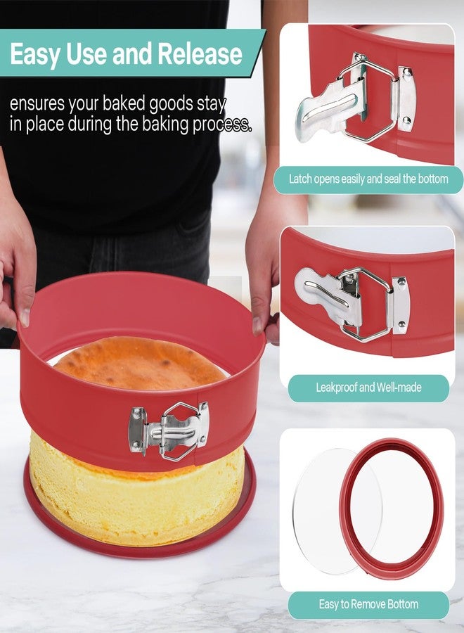Spmarkt قالب كيك زنبركي بقاعدة زجاجية من Spmarkt مقاس 10 بوصات، قالب تشيز كيك غير لاصق مقاس 10 بوصات مع حلقة سيليكون لسهولة الفك، مانع للتسرب، هدية رائعة لمحبي الخبز - Image 3