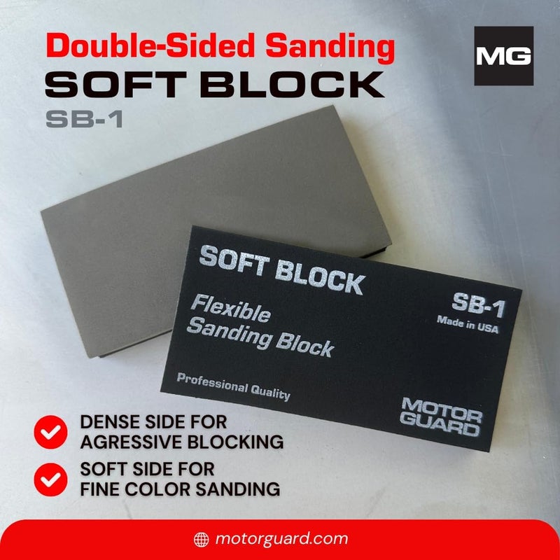 Motor Guard SB-1 Soft Block Flexible Sanding Block - Dual-Sided for Aggressive and Color Sanding - Image 2