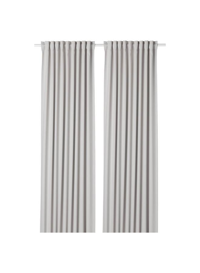 Zaboon Room Darkening Curtains, 1 Pair, With Heading Tape/Light Grey, 145X300 Cm - Image 1