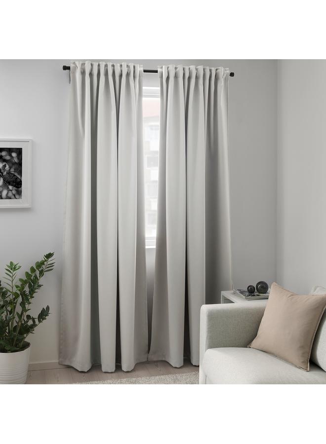 Zaboon Room Darkening Curtains, 1 Pair, With Heading Tape/Light Grey, 145X300 Cm - Image 5