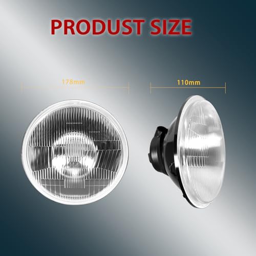 IHNZCB H4/9003 LED Headlight Bulbs + 7 Inch H6024 Glass Round LED Headlight Housing,Halogen Sealed High Low Dual Beam,Original Classic Look Conversion Pair Kit Pair - Image 3