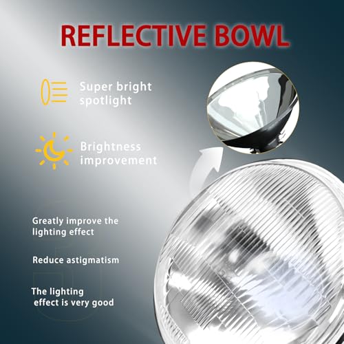 IHNZCB H4/9003 LED Headlight Bulbs + 7 Inch H6024 Glass Round LED Headlight Housing,Halogen Sealed High Low Dual Beam,Original Classic Look Conversion Pair Kit Pair - Image 4