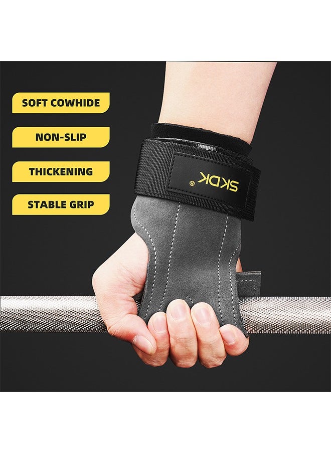 SKDK 1 Pair Weight Lifting Wrist Strap, Double Layer Leather Weightlifting Wrist Strap for Deadlift and Powerlifting, Adjustable Cowhide Padded Gym Workout Lifting Wrist Hooks for Men/Women  - Image 5