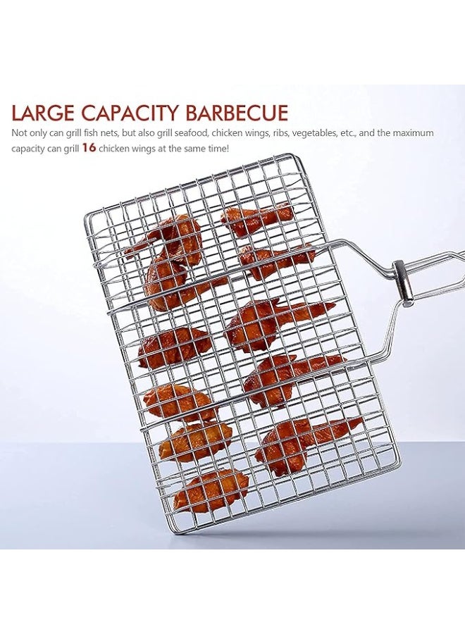 HAIZOL BBQ Grill Basket with Removable Handle - Large Capacity Stainless Steel Fish Grilling Basket with Non-Stick Coating, Lockable Design for Fish, Meat, Vegetables, Seafood, Chicken Wings & Outdoor Cooking - Image 4