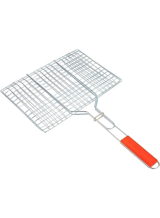 HAIZOL BBQ Grill Basket with Removable Handle - Large Capacity Stainless Steel Fish Grilling Basket with Non-Stick Coating, Lockable Design for Fish, Meat, Vegetables, Seafood, Chicken Wings & Outdoor Cooking - Image 1