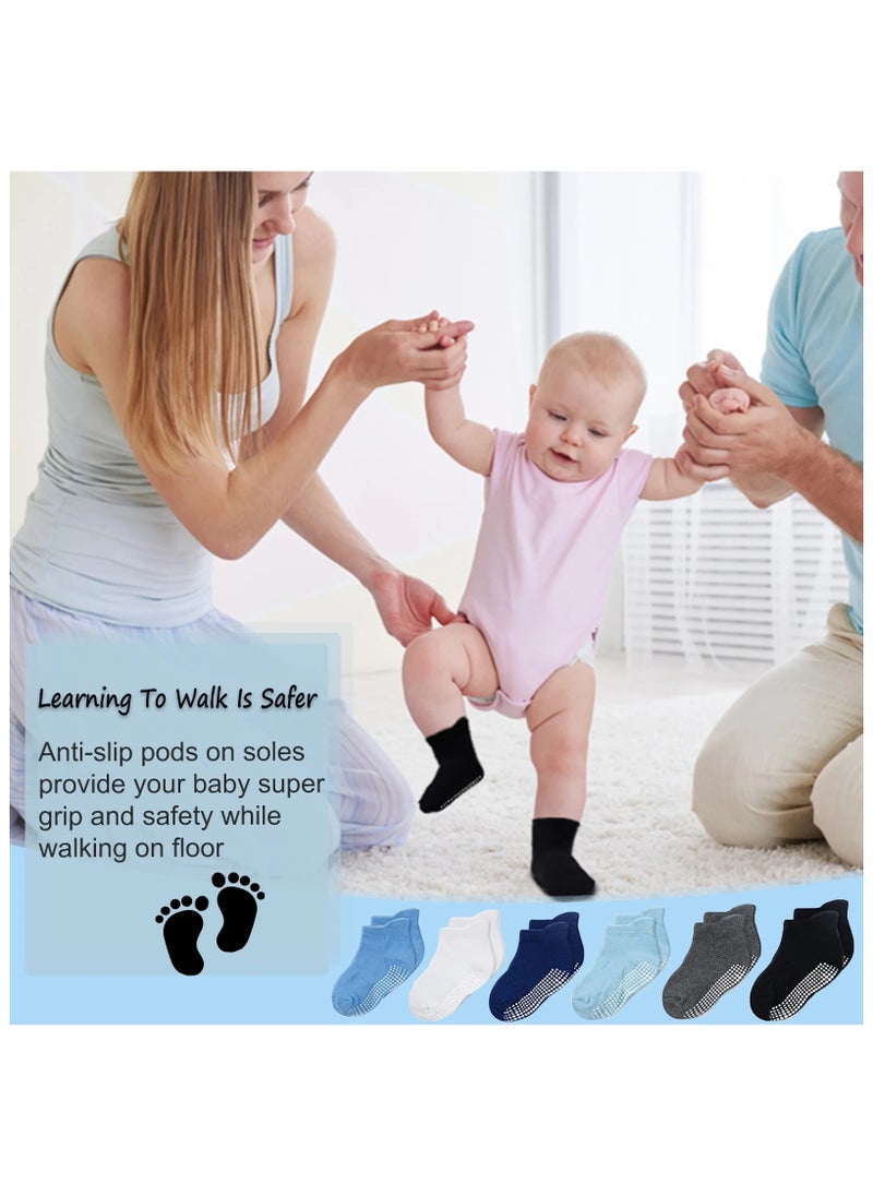Generic 6 Pairs Baby Socks With Grippers, Non Slip Grip Baby Socks  - Image 2