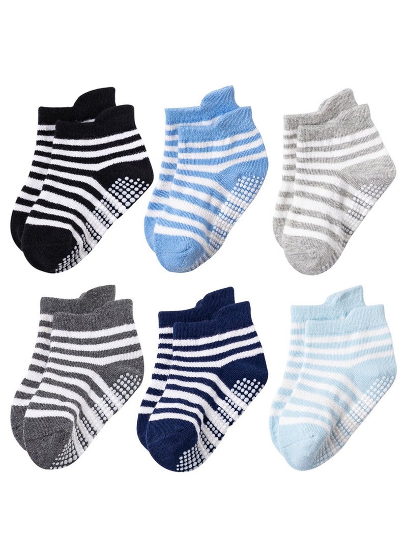 Generic 6 Pairs Baby Socks With Grippers, Non Slip Grip Baby Socks  - Image 1