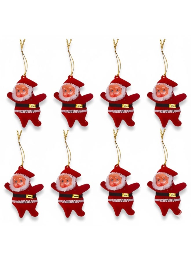 Small Santa Decorations – Set of 6 Red Pieces for Fun and Festive Home or Tree Decor - Image 1