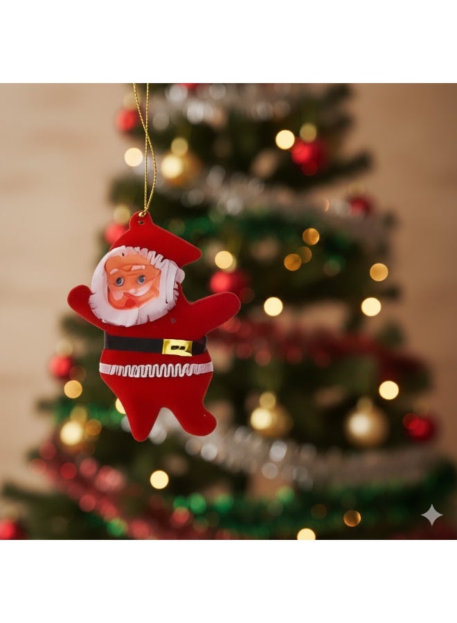 Small Santa Decorations – Set of 6 Red Pieces for Fun and Festive Home or Tree Decor - Image 2