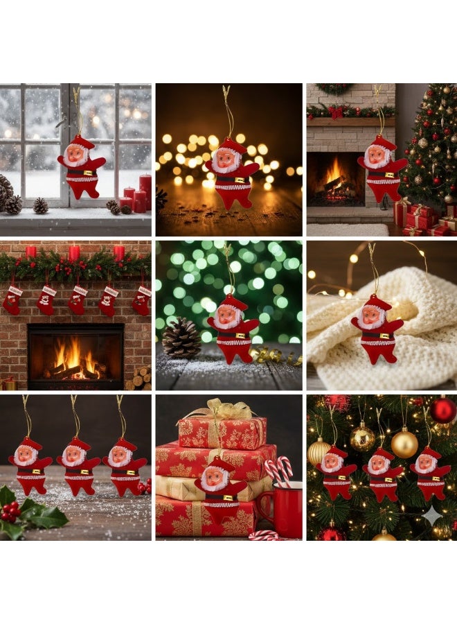 Small Santa Decorations – Set of 6 Red Pieces for Fun and Festive Home or Tree Decor - Image 3