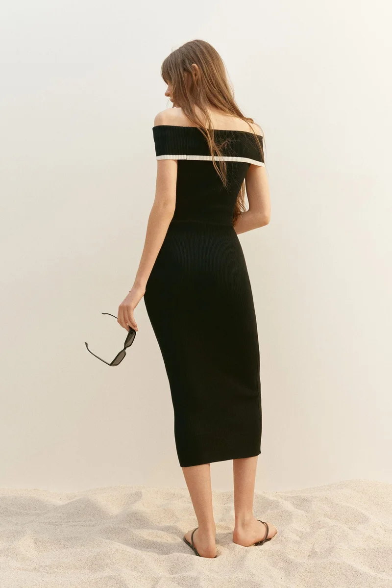 H&M Ribbed off-the-shoulder dress