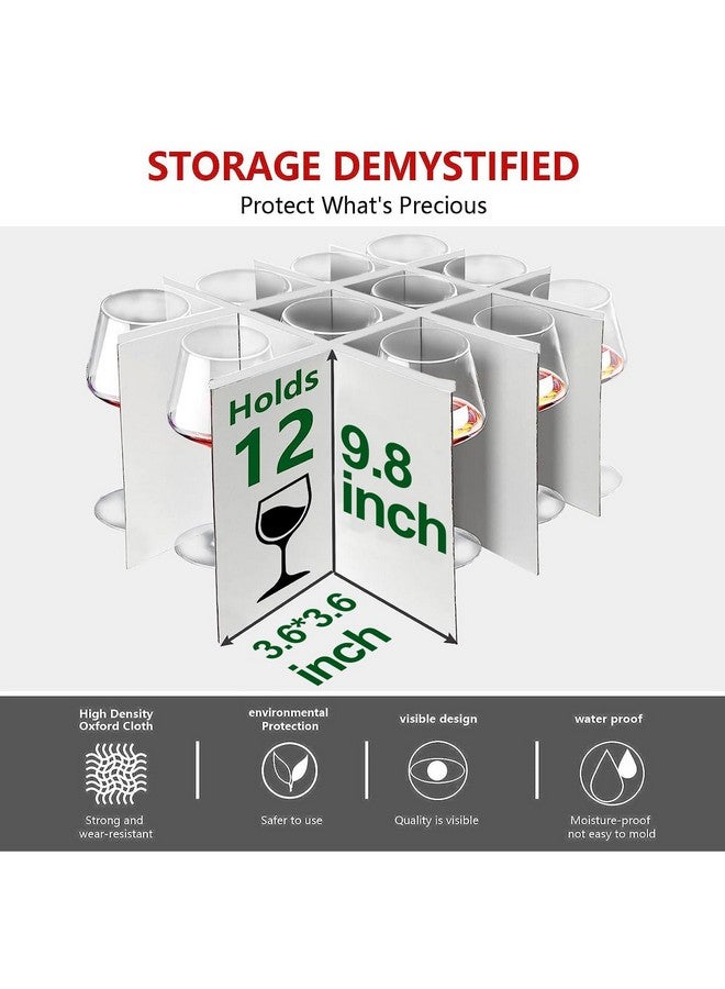 Homyfort homyfort 2 Pack Stemware Storage Cases, Wine Glass Storage Box with Dividers, China Crystal Glass Storage Containers Organizer for 24 Glassware Moving and Protection (Grey)  - Image 3