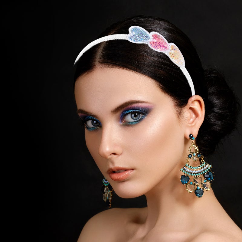 10Pcs Valentine 's Transparent Heart Headband Glitter Sequins Hairband Headpiece - Image 5