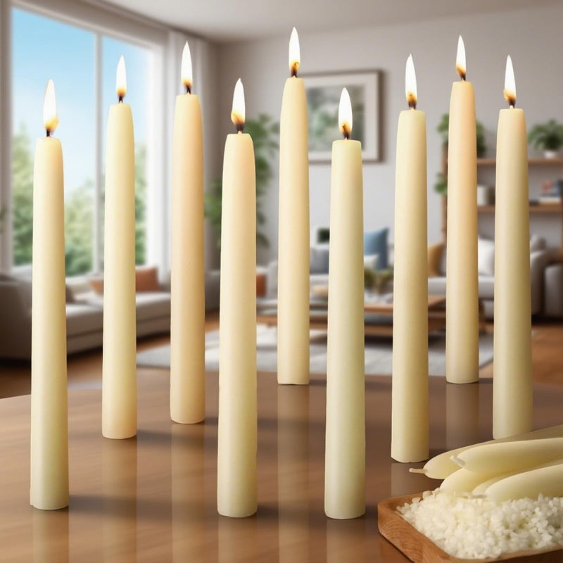 MOSROAD 16 Packs Beeswax Taper Candles White, 9 Inch Long Beeswax Candle Sticks - 10 Hour Burn Time - Smokeless & Dripless Natural Taper Candles for Table Decor, Unscented Bee Wax Tapered Candle - Image 1