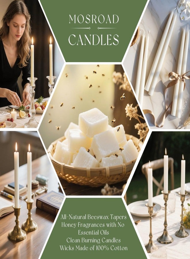 MOSROAD 16 Packs Beeswax Taper Candles White, 9 Inch Long Beeswax Candle Sticks - 10 Hour Burn Time - Smokeless & Dripless Natural Taper Candles for Table Decor, Unscented Bee Wax Tapered Candle - Image 5
