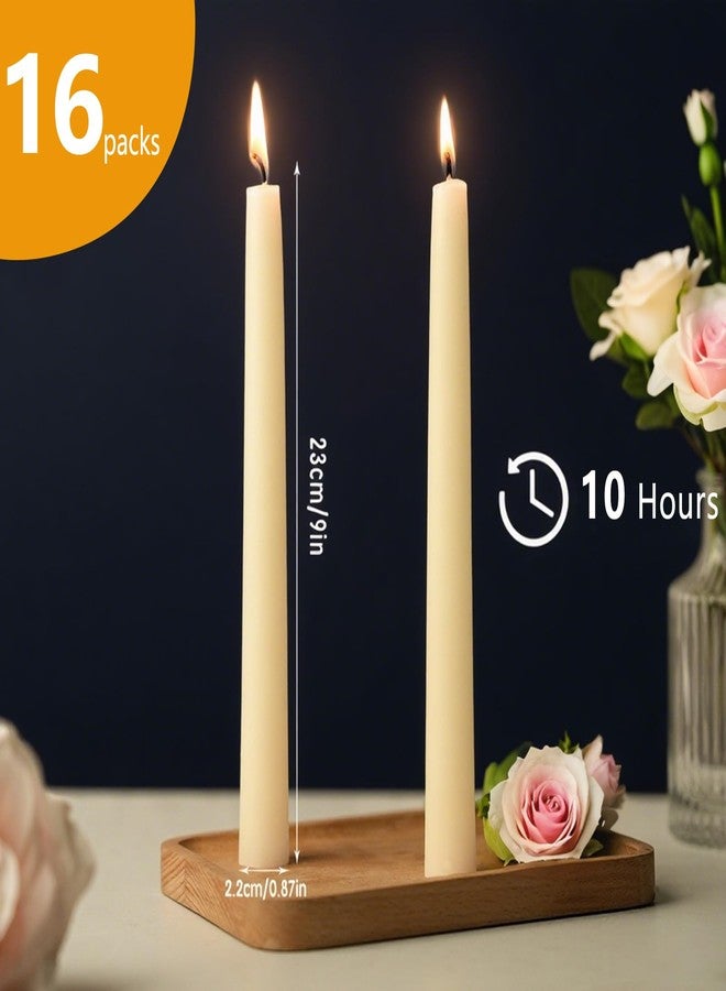 MOSROAD 16 Packs Beeswax Taper Candles White, 9 Inch Long Beeswax Candle Sticks - 10 Hour Burn Time - Smokeless & Dripless Natural Taper Candles for Table Decor, Unscented Bee Wax Tapered Candle - Image 3