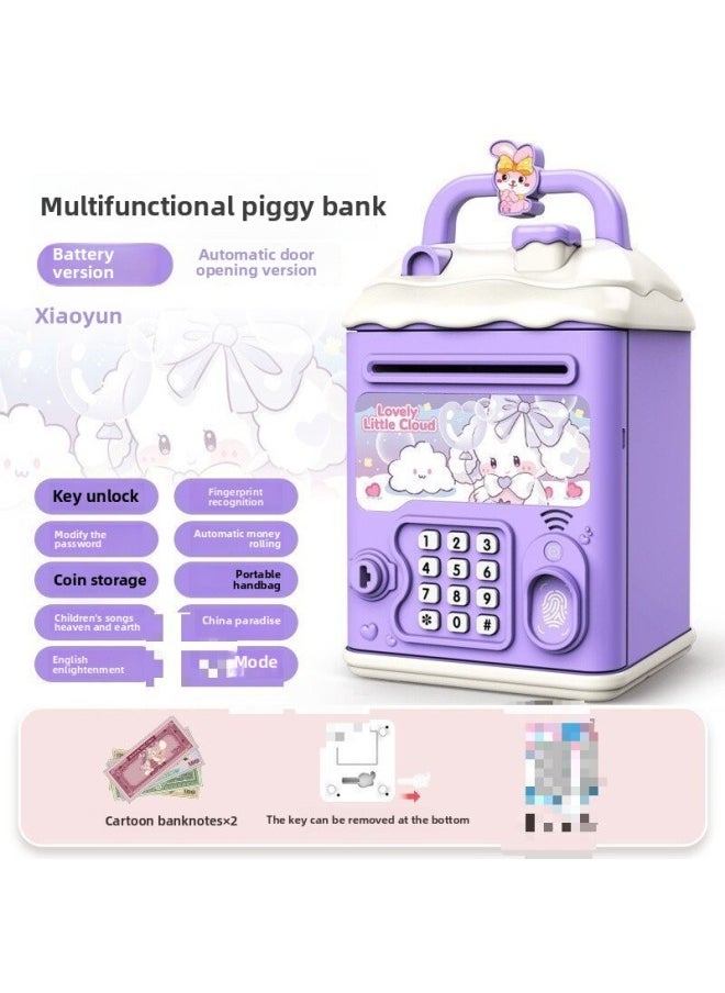 Generic Children's Automatic Door Opening Multi-function Password Piggy Bank Boys And Girls Creative Piggy Bank Password Box Birthday-Color:799-1/xiaoyun Rechargeable Version {multifunctional Automatic Door Opening Charging Version Automatic Money Roll} Free Gift Package  - Image 1