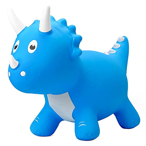 PlayZap Dinosaur Bouncy Horse Hopper Bouncy Animals Hopper for Toddlers Inflatable Jumping Ride on Dinosaur Triceratops Hopper Kids Hopping Toys for 18M 2 3 Years Old Kids Boys Girls Gifts - Image 1