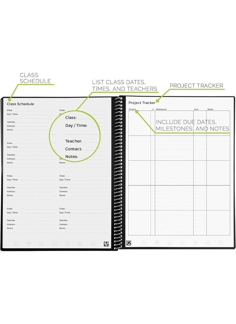 Rocketbook - Rocketbook Smart Reusable Notebook Academic Planner with 13 Page Types Maroon 85 x 11 - Image 1