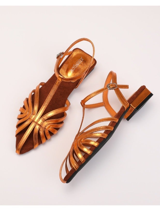 SIKETU Summer New Fashionable And Versatile Knitted Low Heel Roman Shoes For Women's Travel Beach Sandals - Image 2